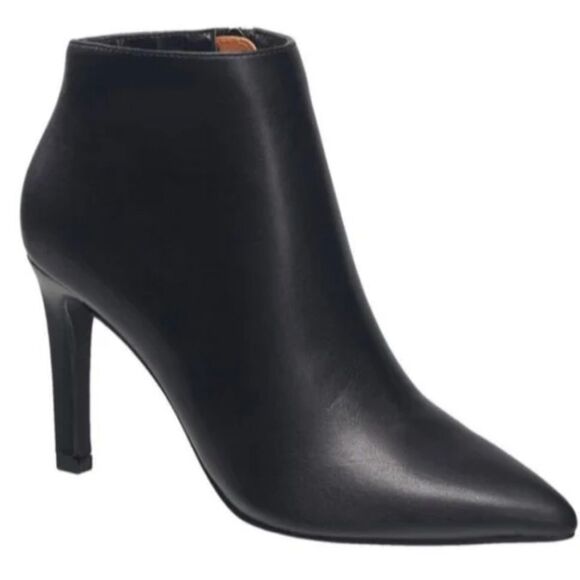 French Connection Black Vegan Leather Interior Zip Boot / Heeled Bootie - Picture 3 of 4